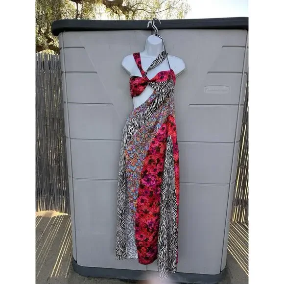 NWT For Love & Lemons Rita Cut Out Patchwork Maxi Dress Women’s Size S Festival - Picture 4 of 16